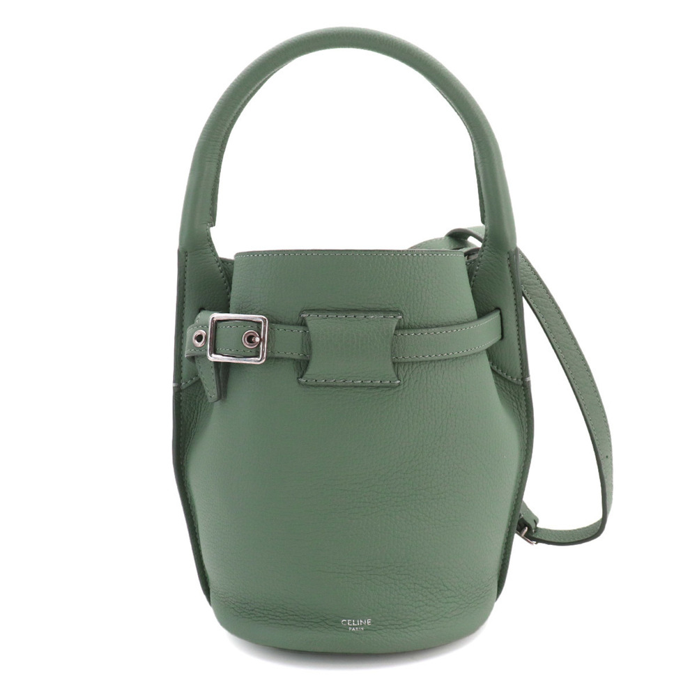 Celine Big Bag Bucket Nano 2-way Hand Shoulder Handbag Leather Green 187243 S...
